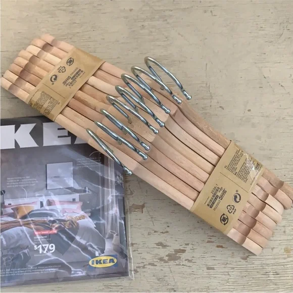 8 pc IKEA Natural Wood Hangers with  discounted catalog (last issue ever made!) - Picture 6 of 15